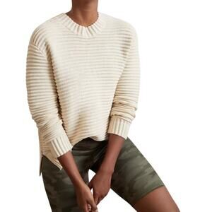 Varley Ivory Long Sleeve Crewneck Knit Rib Cozy Pullover Talbert Sweater Medium